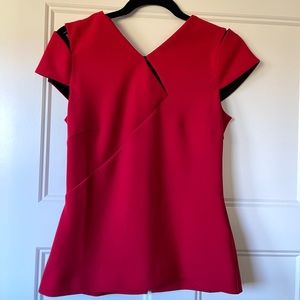 Roland Mouret Red Padbury Cap Sleeve Cut Out Blouse